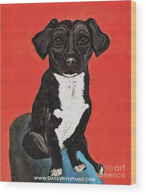 Dog Wood Print featuring the painting Bean_DWP_May 2017 by Ania M Milo