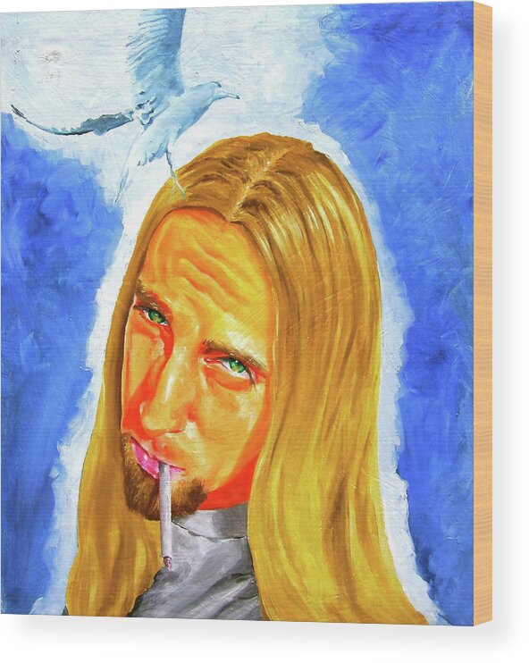 Smoker Wood Print featuring the painting Ben by Laura Pierre-Louis