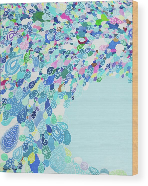 Pattern Art Wood Print featuring the painting Blue Sea by Beth Ann Scott