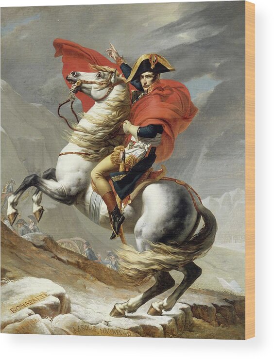 Napoleon Wood Print featuring the painting Bonaparte Crossing the Alps by Jacques Louis David