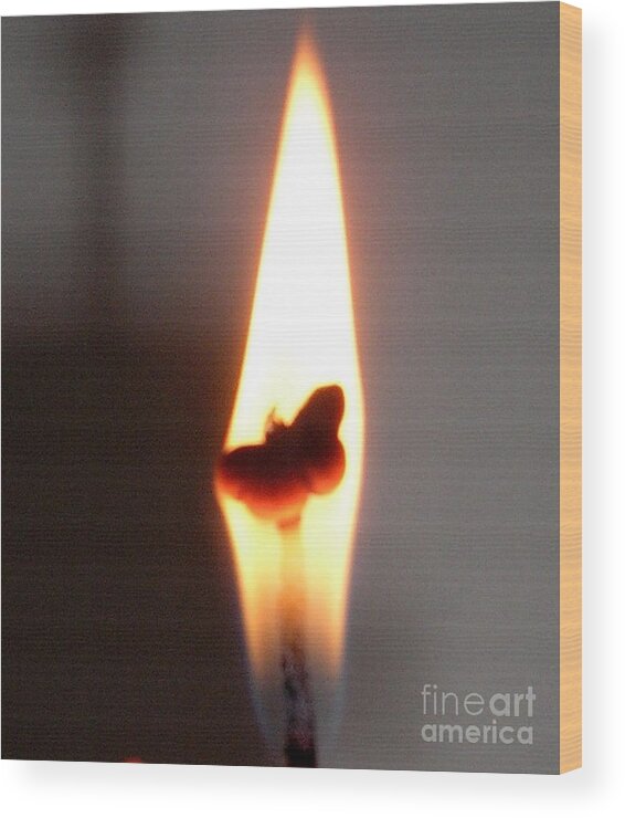 Butterfly Flame Wood Print featuring the photograph Butterfly Flame close up by Karen Jane Jones