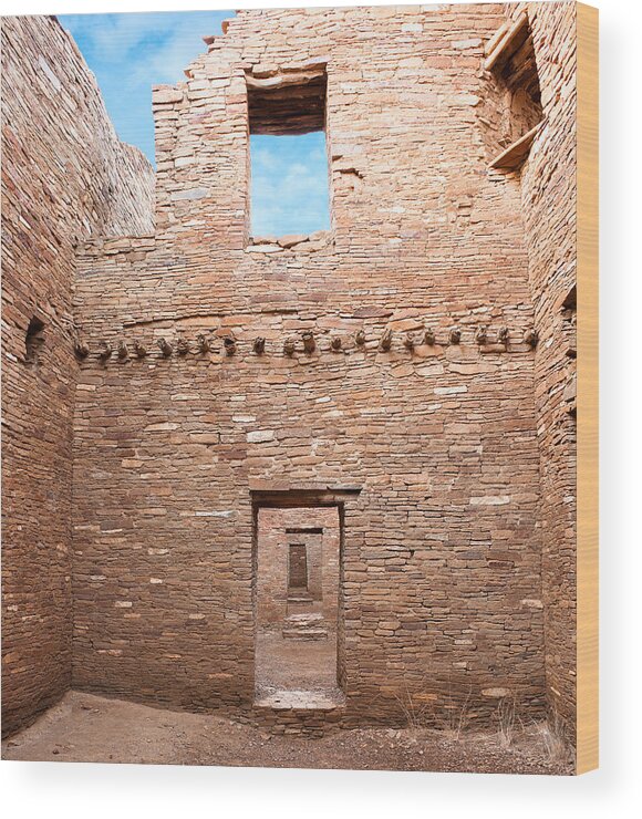 Pueblo Bonito Wood Print featuring the photograph Chaco Canyon Doorways 4 by Carl Amoth