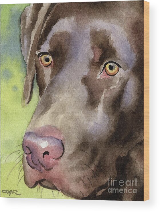 Chocolate Lab Wood Print featuring the painting Chocolate Lab by David Rogers