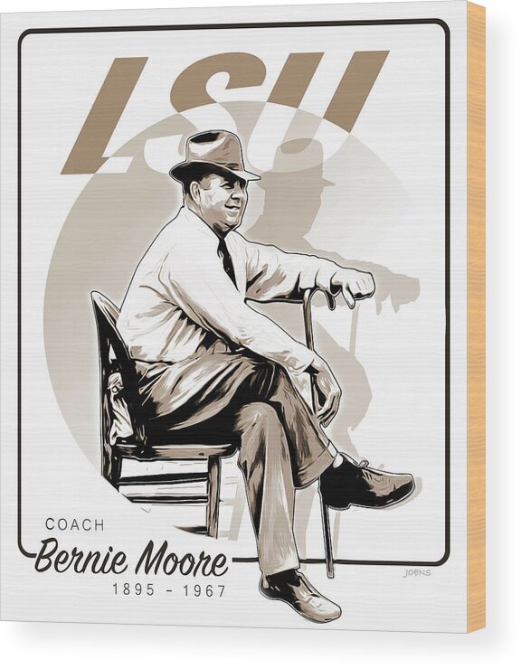 Bernie Moore Wood Print featuring the digital art Coach Bernie Moore by Greg Joens