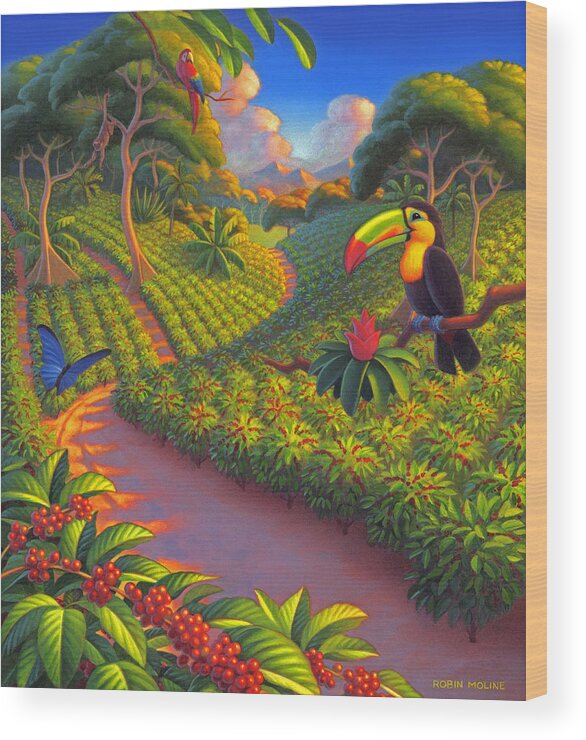 Coffee Plantation Wood Print featuring the painting Coffee Plantation by Robin Moline