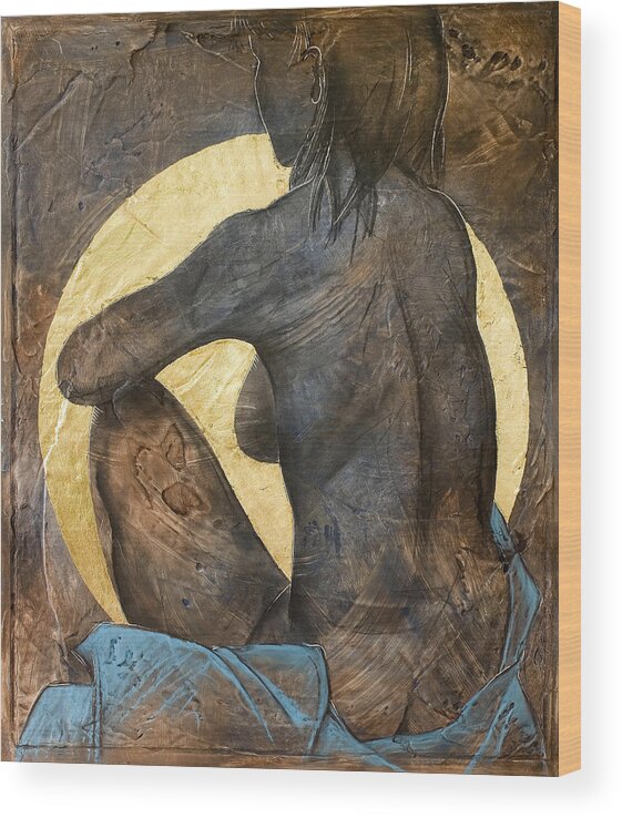 Nude Wood Print featuring the painting Contemplation by Richard Hoedl