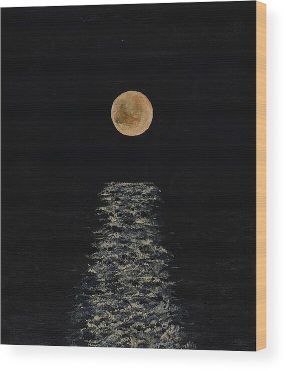 Painting Wood Print featuring the painting Doha Moonrise by Annette Hadley