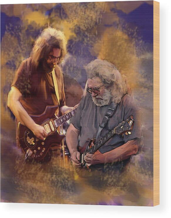 Grateful Dead Jerry Garcia Wood Print featuring the painting Jerry Garcia Greatful Dead Dream Colors by Iconic Images Art Gallery David Pucciarelli