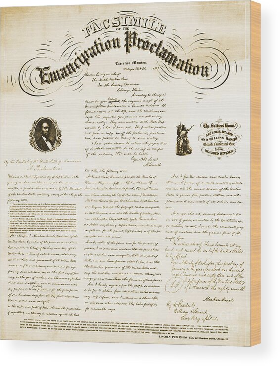 Emancipation Proclamation Wood Print featuring the photograph Emancipation Proclamation by Photo Researchers