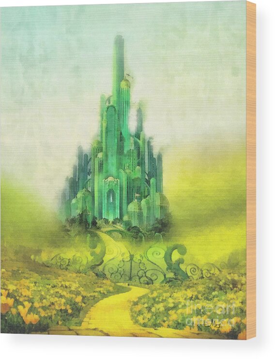 Emerald City Wood Print featuring the painting Emerald City by Mo T