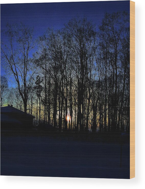 Abstract Wood Print featuring the digital art End Of A Winter Day by Lyle Crump