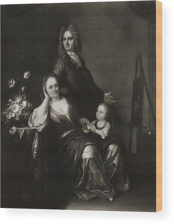 Juriaen Pool And Rachel Pool-ruysch - Family Portrait With Flower Still-life Wood Print featuring the painting Family by Juriaen Pool