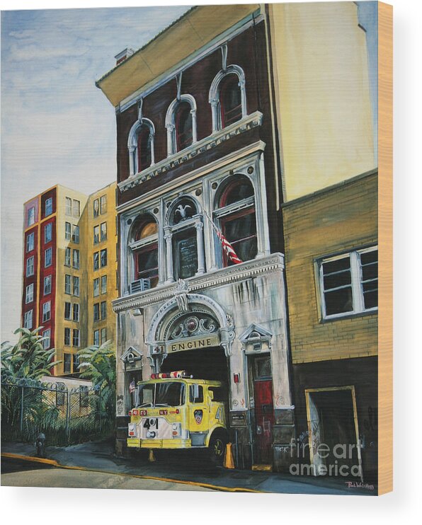 Fdny Wood Print featuring the painting FDNY Engine Company 41 by Paul Walsh