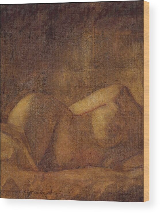 Nude Wood Print featuring the painting Figure Study by David Ladmore