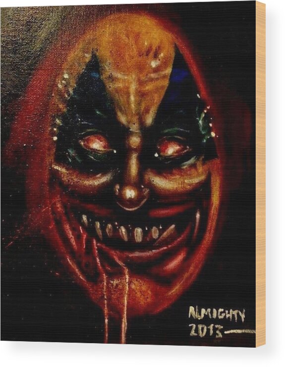 John Wayne Gacy Wood Print featuring the painting Gacy In Hell by Ryan Almighty
