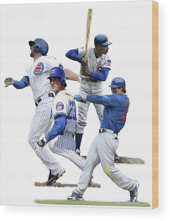 Anthony Risso Wood Print featuring the painting Generations Cubs I The Chicago Cubs by Iconic Images Art Gallery David Pucciarelli