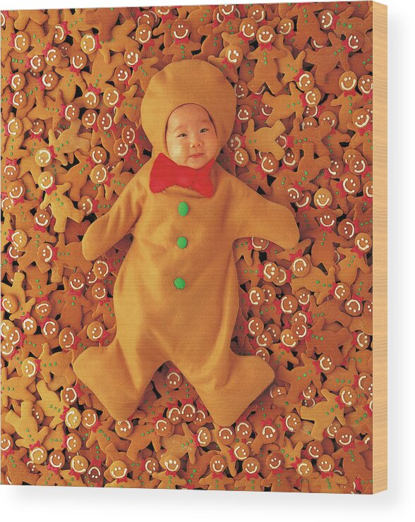 Holiday Wood Print featuring the photograph Gingerbread Baby by Anne Geddes