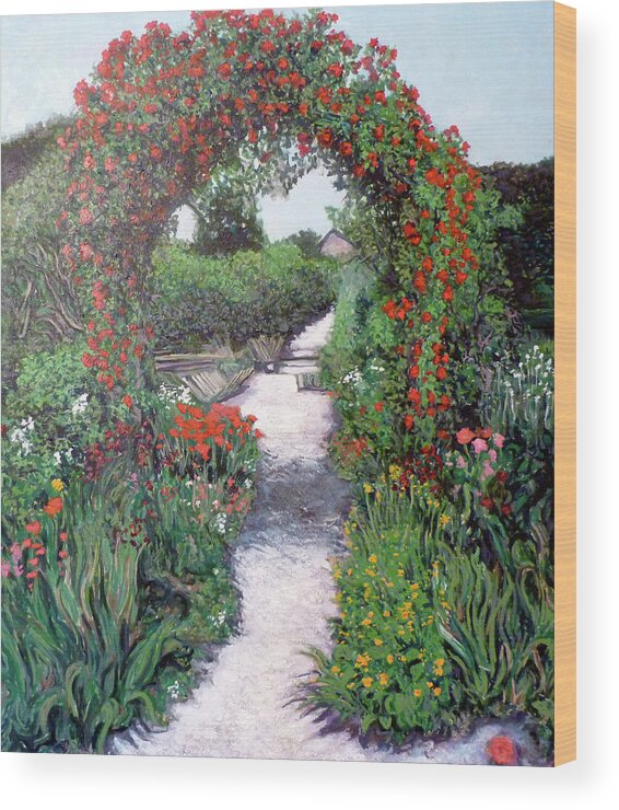 Giverney Wood Print featuring the painting Giverney Garden Path by Tom Roderick