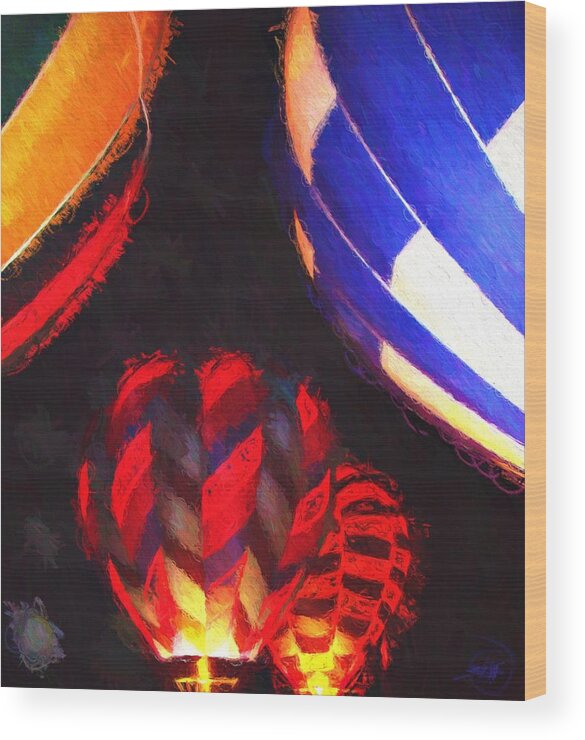 Hot Air Balloon Wood Print featuring the photograph Glow Delight by Kathy Bassett