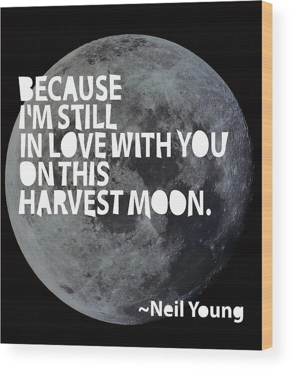 Neil Young Wood Print featuring the painting Harvest Moon by Cindy Greenbean