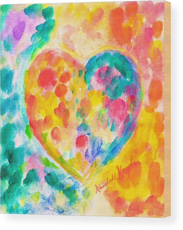 Heart Paintings Wood Print featuring the painting Heart Rainbow by Kendall Kessler