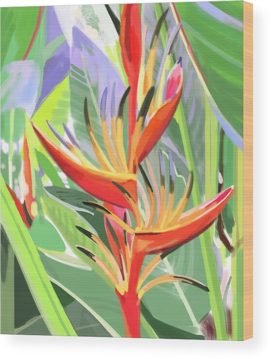 Singapore Wood Print featuring the digital art Hort Park Heliconia by Plum Ovelgonne