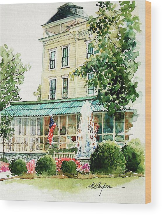Lakeside Oh Wood Print featuring the painting Hotel Lakeside by Maryann Boysen