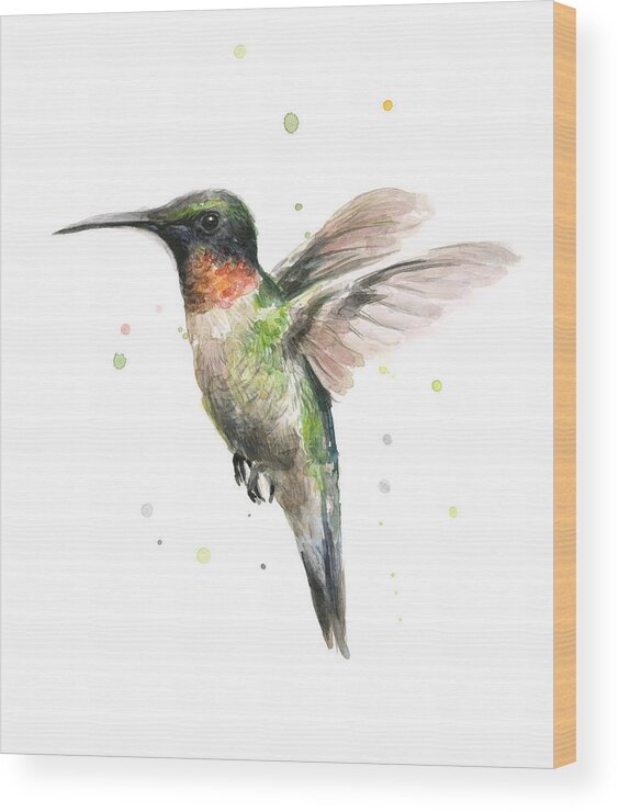 Animal Wood Print featuring the painting Hummingbird by Olga Shvartsur