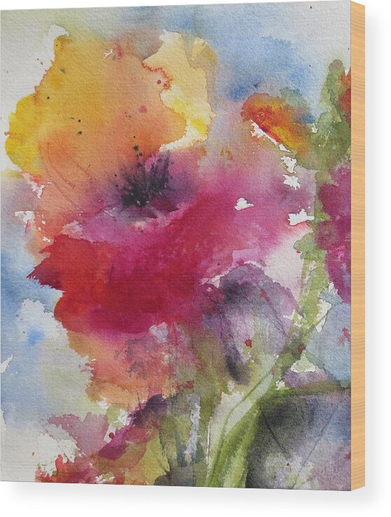 Poppy Wood Print featuring the painting Iceland Poppy by Anne Duke