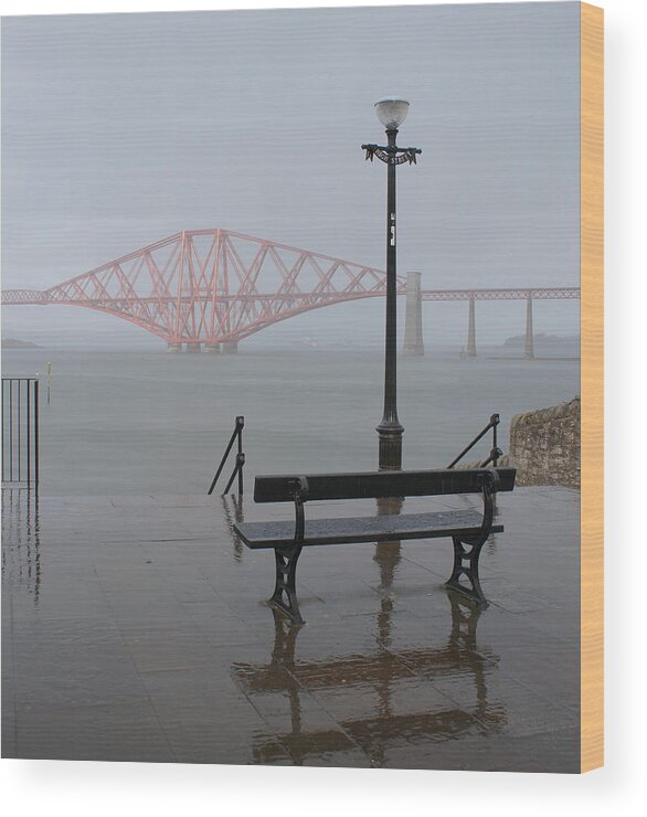 Forth Rail Bridge Wood Print featuring the photograph In the rain by Elena Perelman