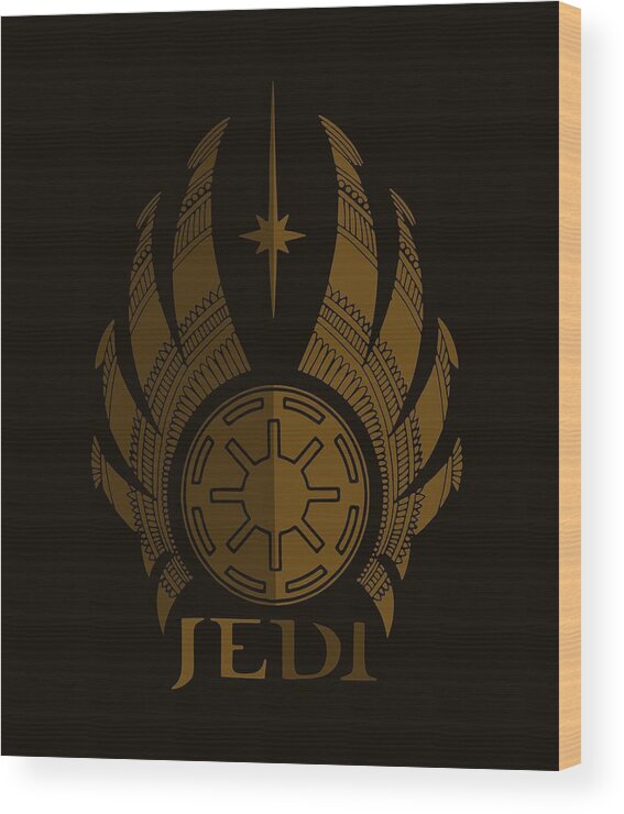 Jedi Wood Print featuring the mixed media Jedi Symbol - Star Wars Art, Brown by Studio Grafiikka