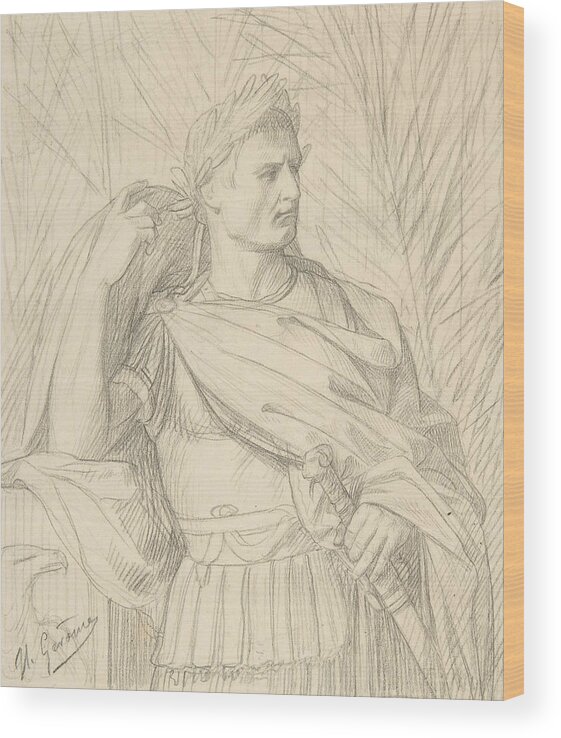 19th Century Art Wood Print featuring the drawing Julius Caesar by Jean-Leon Gerome