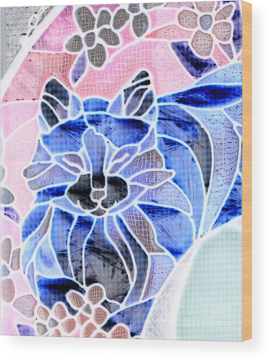 Cat Wood Print featuring the photograph Kitty Kat Blue by Marie Neder
