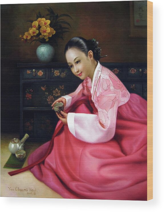 Woman Wood Print featuring the painting Korea belle 3 by Yoo Choong Yeul