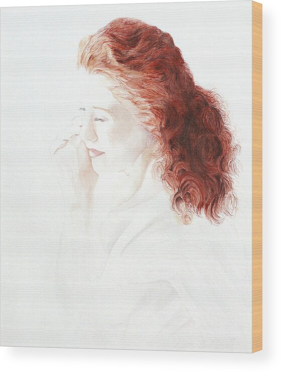 Cory Calantropio Wood Print featuring the painting Lady In Red by Cory Calantropio