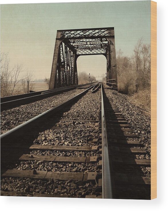 Train Wood Print featuring the photograph Locomotive Truss Bridge by Chris Berry