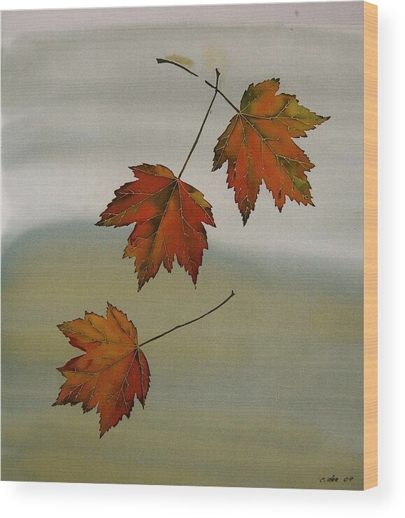 Batik Wood Print featuring the tapestry - textile Maples in Fall by Carolyn Doe