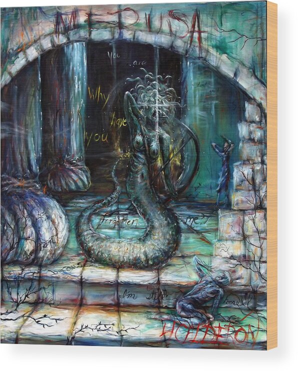 Medusa Wood Print featuring the painting Medusa by Heather Calderon