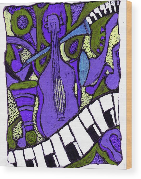Jazz Wood Print featuring the painting Melllow Jazz by Wayne Potrafka