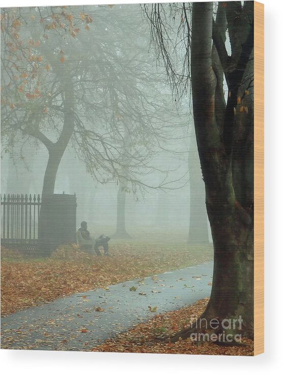 Fog Wood Print featuring the photograph Moments Alone by Geoff Crego