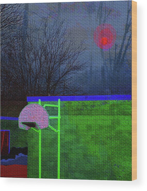 Fairview Wood Print featuring the digital art Moon Over Fairview by Rod Whyte