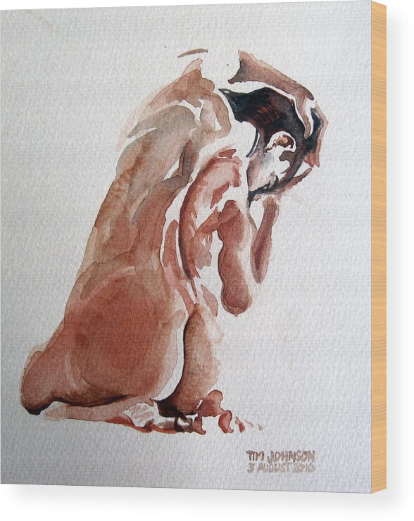 Nude Wood Print featuring the painting Nude by Tim Johnson
