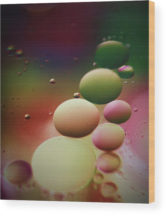 Oil Wood Print featuring the photograph Oil Orbs and Colour by Kym Clarke