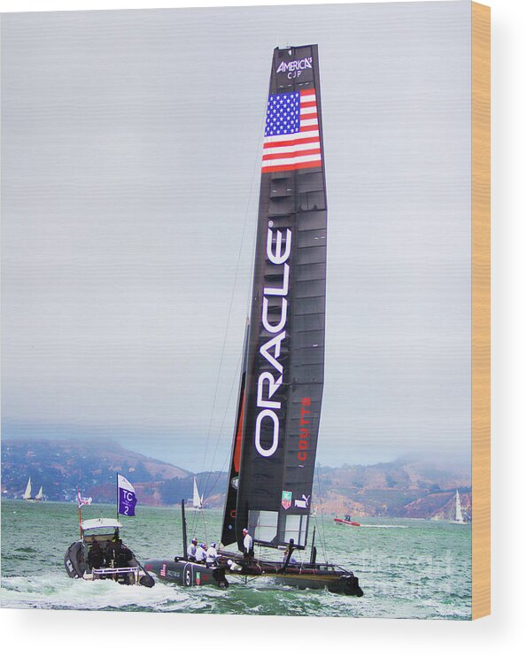 America's Cup Wood Print featuring the photograph Oracles 34th World Series SF by Chuck Kuhn