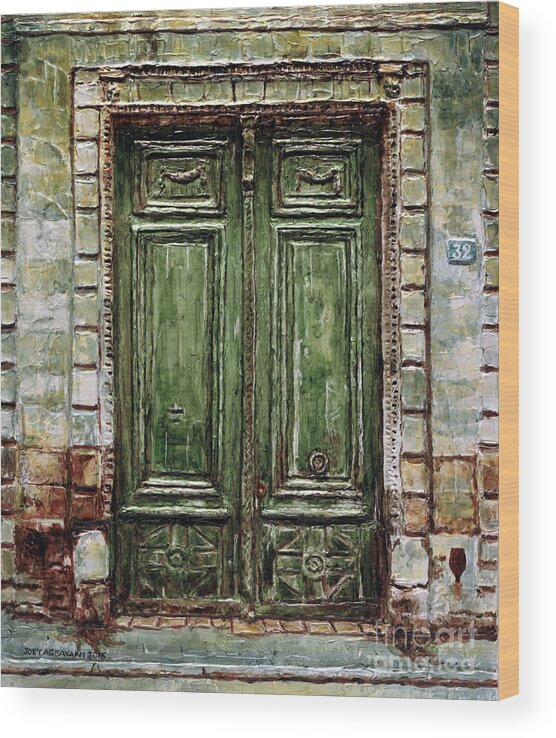 Paris Wood Print featuring the painting Parisian Door No. 32 by Joey Agbayani