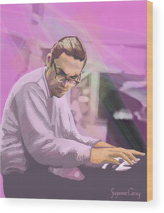 Digital Painting Wood Print featuring the digital art Pianist 2 by Suzanne Giuriati Cerny
