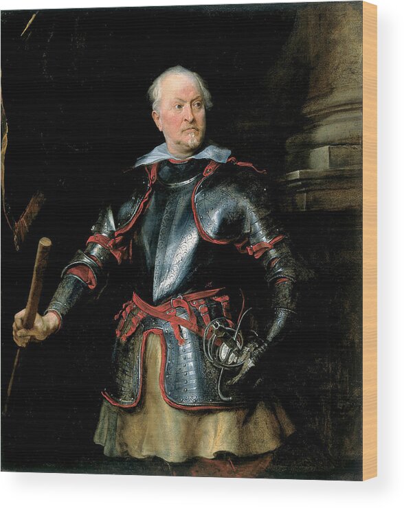 Anthony Van Dyck Wood Print featuring the painting Portrait of a Man in Armor by Anthony van Dyck