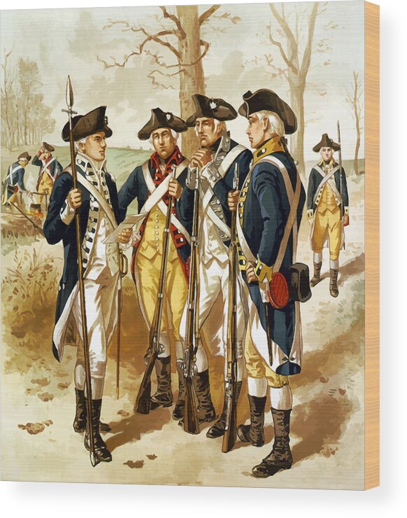 Minutemen Wood Print featuring the painting Revolutionary War Infantry by War Is Hell Store