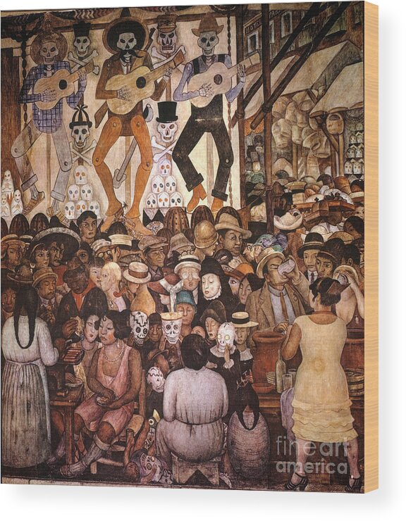 20th Century Wood Print featuring the painting Day Of The Dead Mural by Diego Rivera