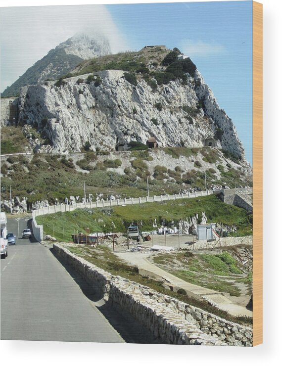 Gibraltar Wood Print featuring the photograph Rock of Gibraltar in Cloud UK Territory by John Shiron